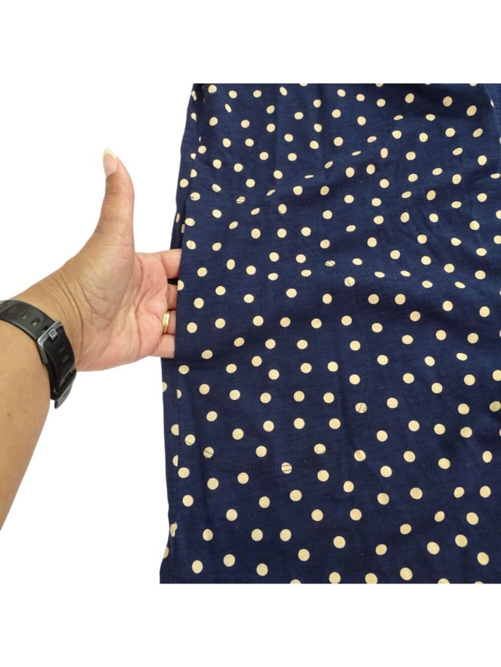 Chicos Women Open Front Blue Tan Cardigan Polka Dot Size 2 L Long Sleeve Office - Picture 3 of 11